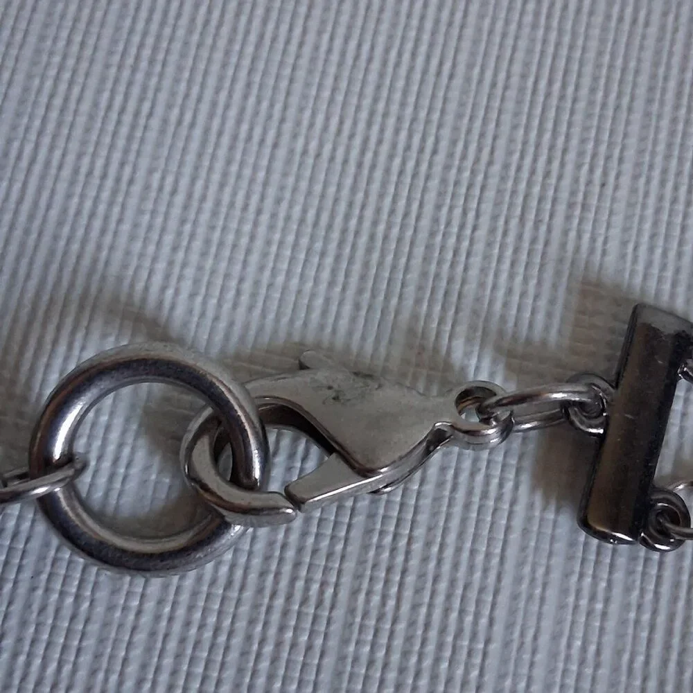 Gunmetal Gray and Silver Toned Metal Curb Cable Link Multi Strand Chain Necklace